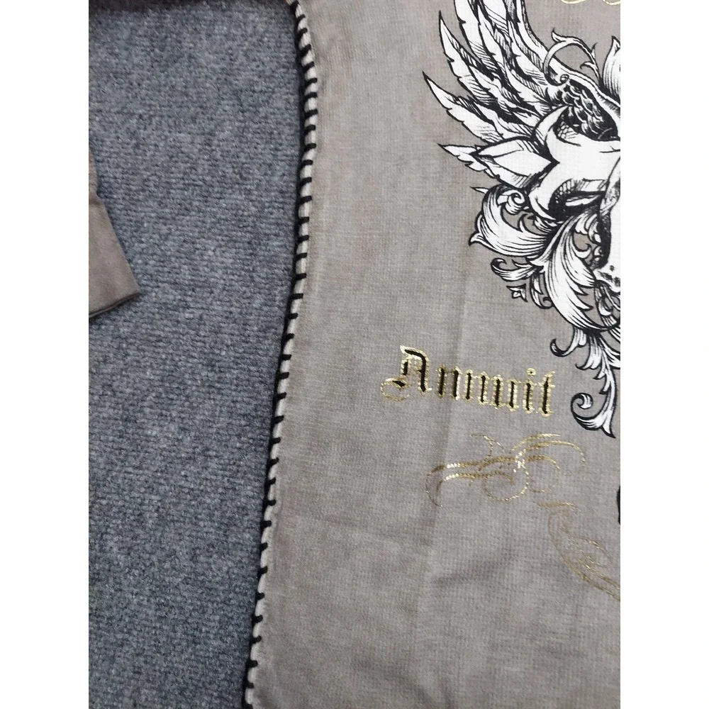 Affliction Xtreme Couture Shirt Men Small‎ Brown Thermal Long Sleeve Skull Cross
